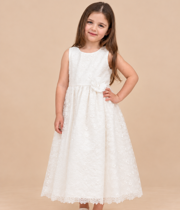 Girls Belle Dress in White-1