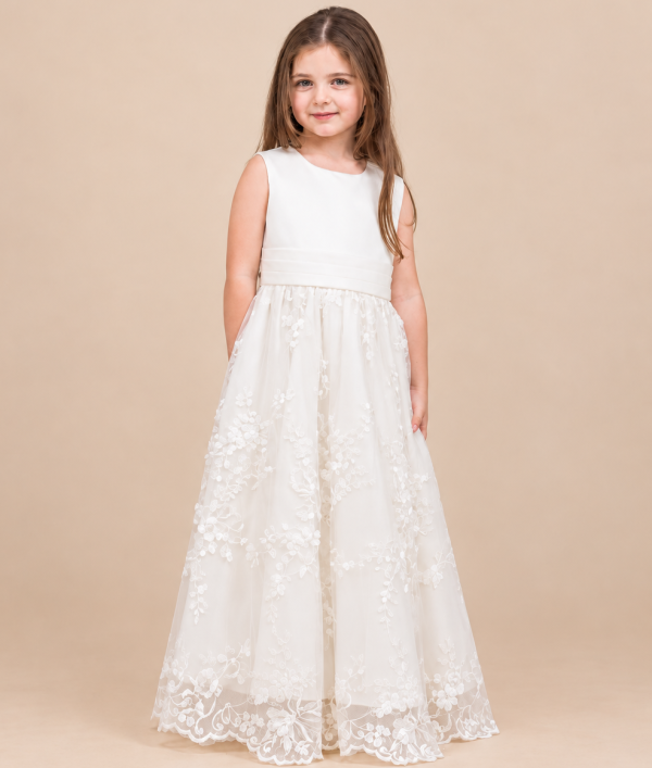 Girls Florence Dress in White-5