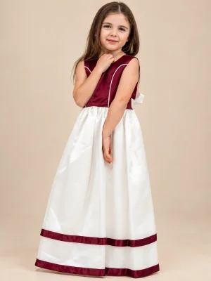 Girls Qwynn Dress in Red/Ivory