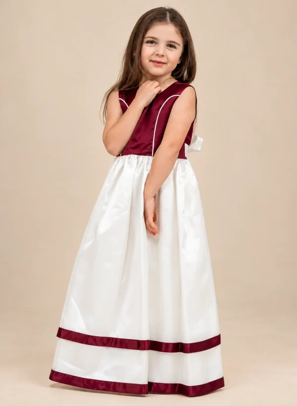 Girls Qwynn Dress in Red Ivory-5