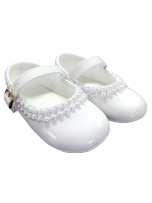 Girls Shoes Early Steps White Satin Bow Shoe