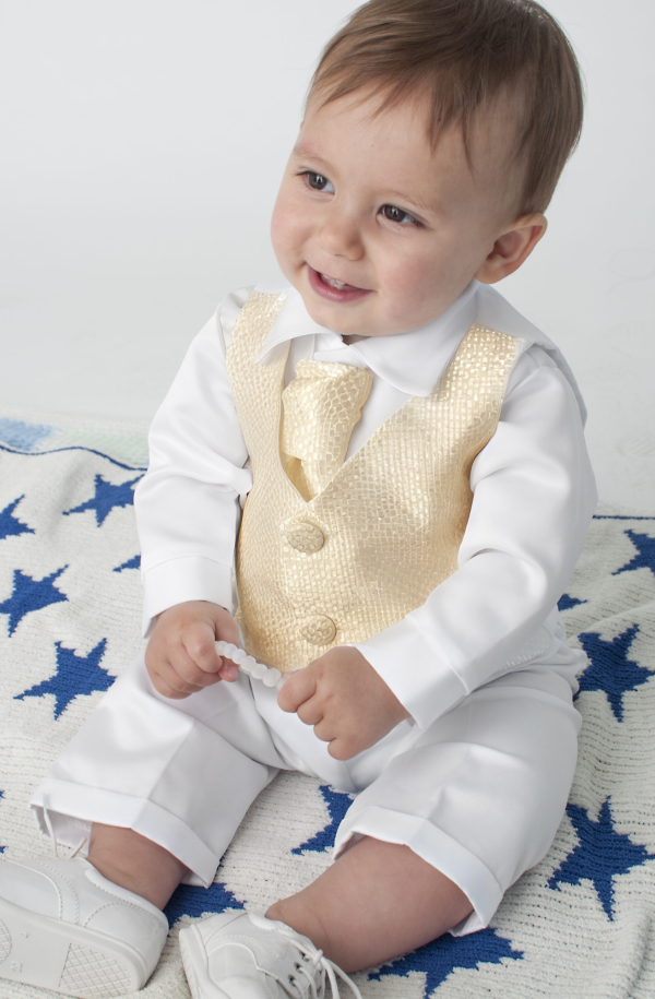Baby Boys Suits 4 Piece Leo Christening Suit in Gold