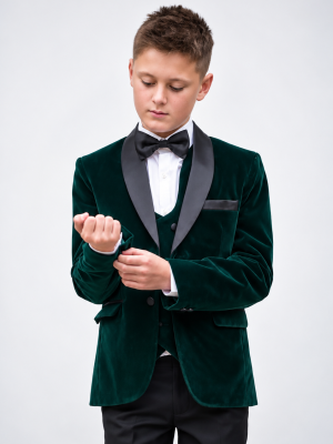 Boys 5 Piece Green Velvet Tuxedo Suit Milano Mayfair