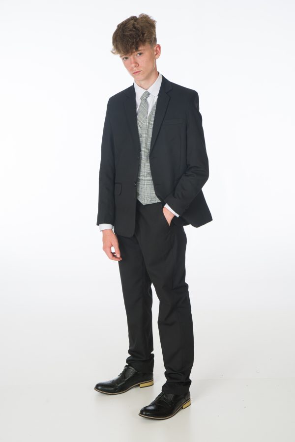 Boys 5 Piece Black/ Grey Check Romario - Image 4