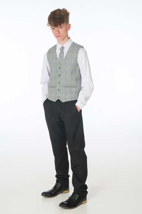 Boys 5 Piece Black/ Grey Check Romario - Image 7