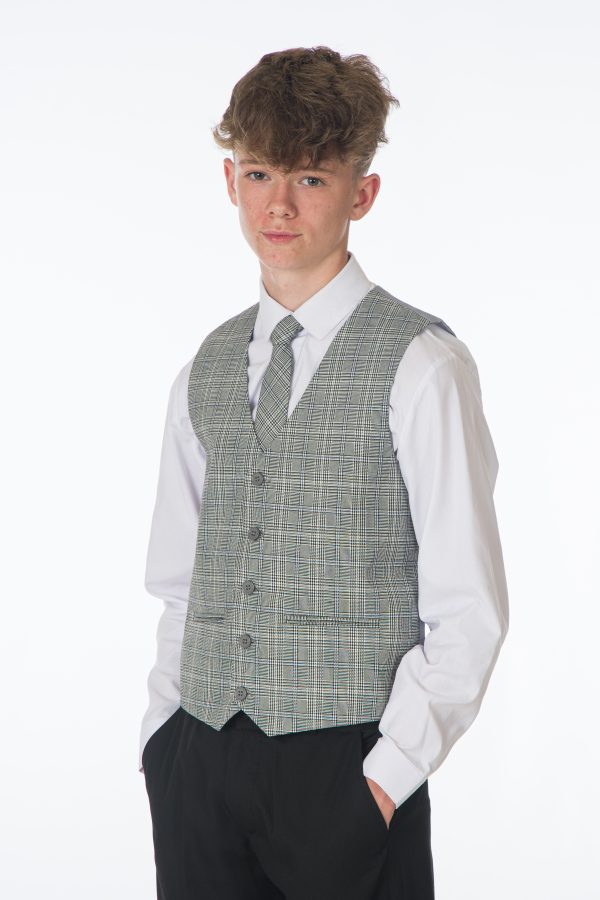 Boys 5 Piece Black/ Grey Check Romario - Image 6