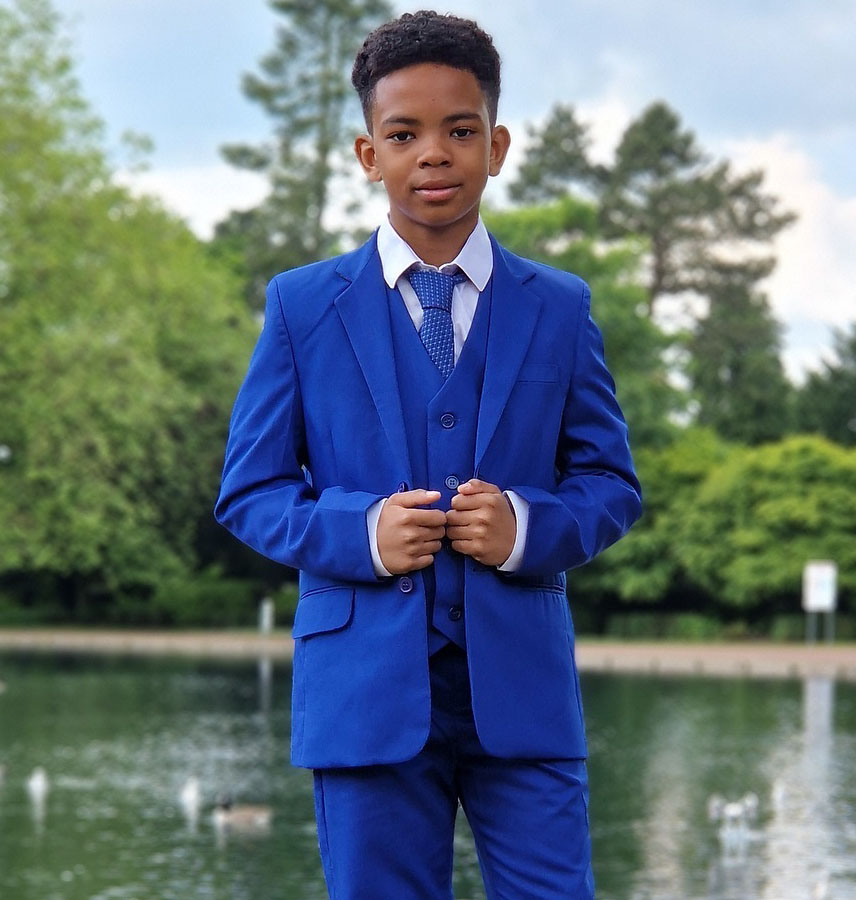 thumbnail interactive-video image 1 of Boys’ Formal Suit 5 Piece Set, Toddler Tuxedos For Wedding, Suits For Teens Boy Dress School Clothes 1 of 13