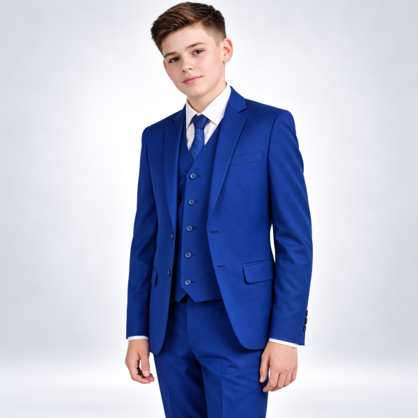 Teenager in a Royal Blue Three-Piece Suit