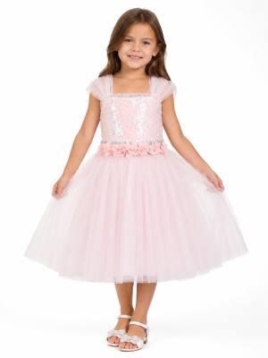 Girls Pink Sequin Dress