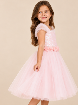 Girls Pink Sequin Dress