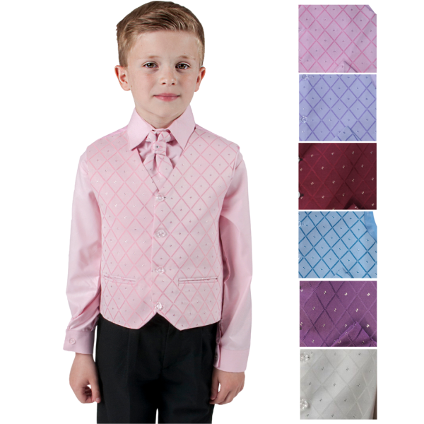 Baby Boys Suits Boys 4 piece Dobby/Black waistcoat suit, choice of 5 colours