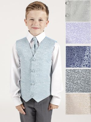 Baby Boys Suits Boys 4 piece swirl waistcoat suit, choice of 5 colours