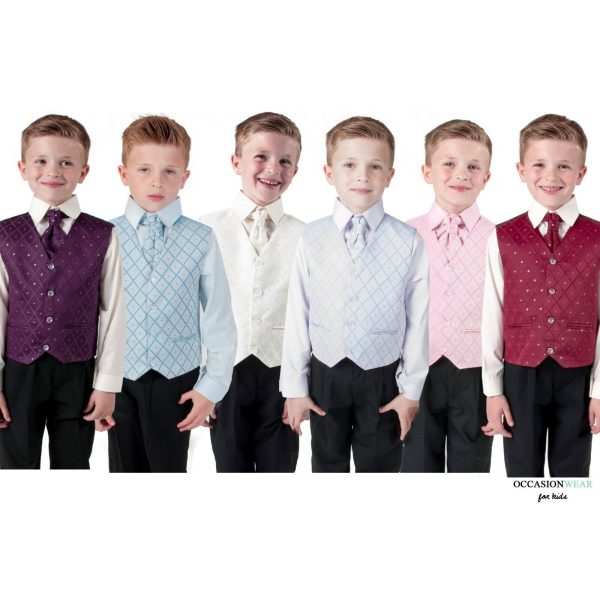 Baby Boys Suits Boys 4 piece Dobby/Black waistcoat suit, choice of 5 colours