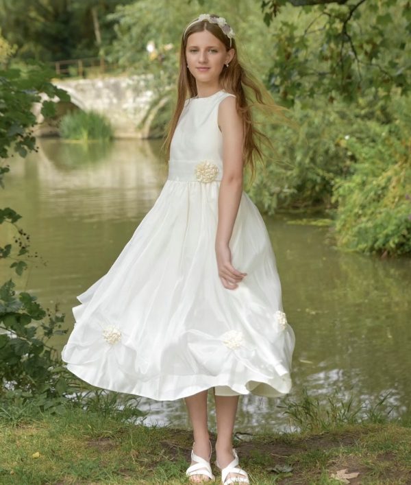 Girls Una Dress in Ivory