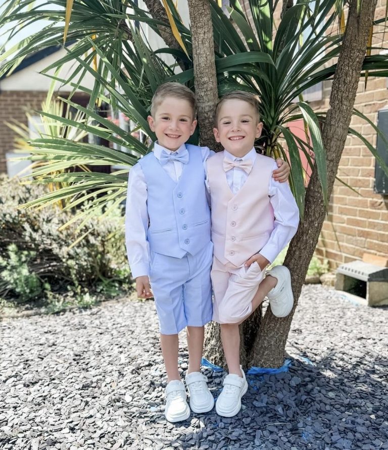 Barcellino White and Baby Blue Shorts Suit