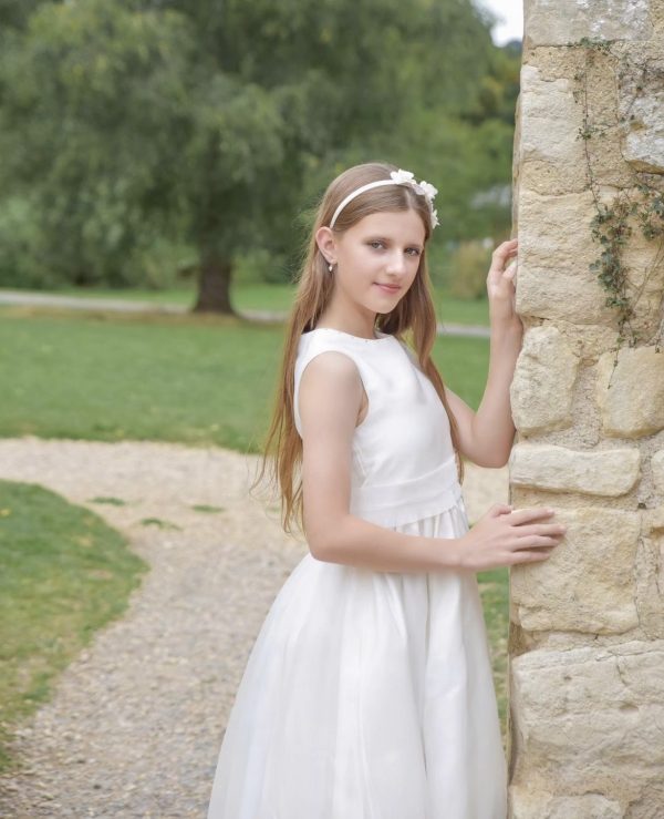 Girls Una Dress in Ivory - Image 7