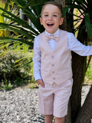 Baby Boys 4 Piece Pale Pink Shorts Suit