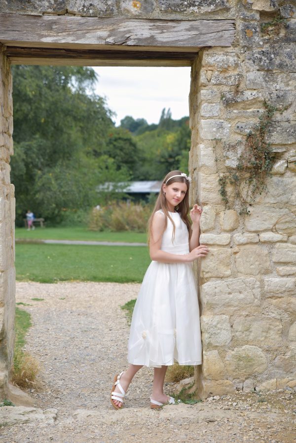 Girls Una Dress in Ivory - Image 6