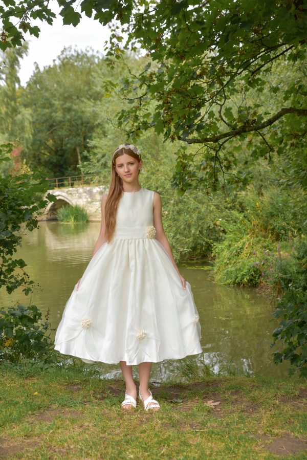 Girls Una Dress in Ivory - Image 5