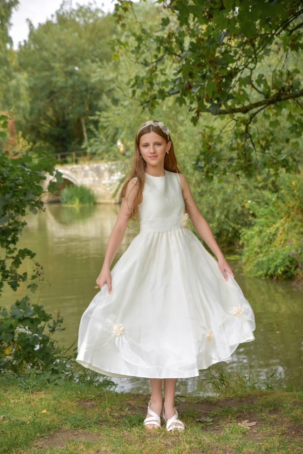 Girls Una Dress in Ivory - Image 3