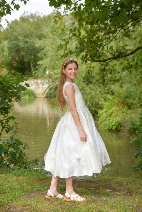 Girls Una Dress in Ivory - Image 4