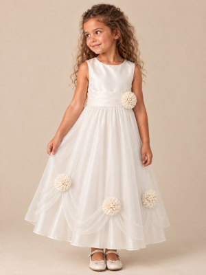 Girls Una Dress in Ivory