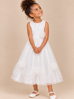 Girls Una Dress in White