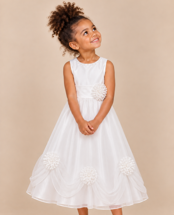 Girls Una Dress in White-4