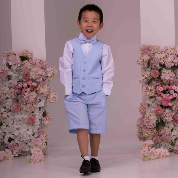 Boys Baby Boys 4 Piece Pale Blue Shorts Suit