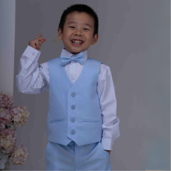 Boys Baby Boys 4 Piece Pale Blue Shorts Suit