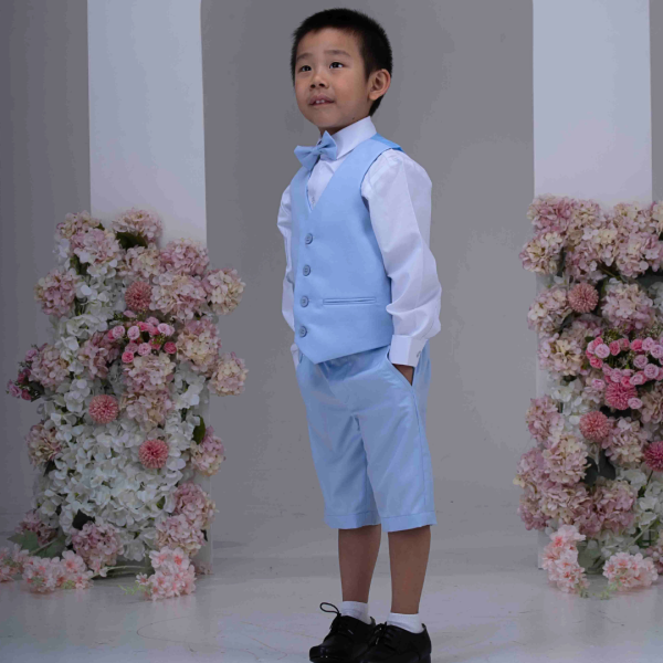 Boys Baby Boys 4 Piece Pale Blue Shorts Suit