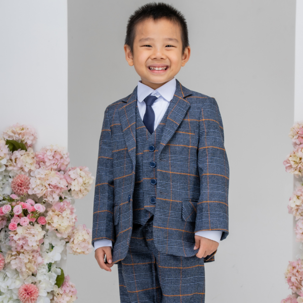 Baby Boys Suits Baby Boys 5 Piece Blue Plaid Check Suit