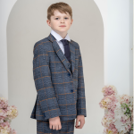 Boys Boys 5 Piece Blue Plaid Check Suit