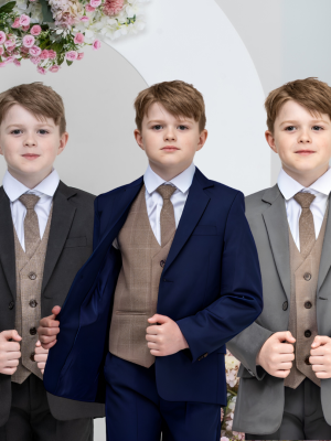 Boys Boys 5 Piece Suit with George Waistcoat, Choice of Suit Colour – Navy Grey Black