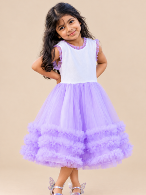 Girls Lilac Bow Dress