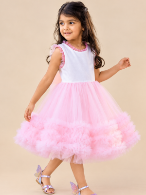 Girls Pink Bow Dress