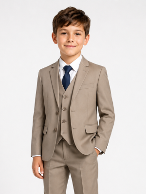 Boys 5 Piece Beige Suit Vivaki