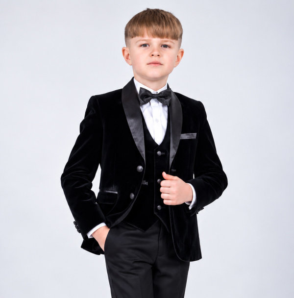 Young Boy in a Classic Black Tuxedo