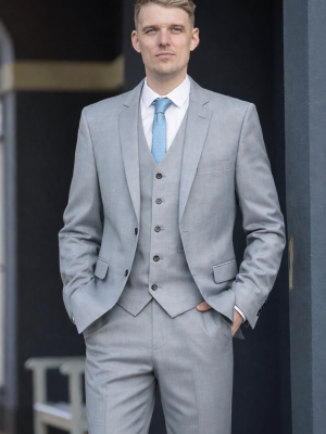 Mens Three Piece Light Grey Suit Milano Mayfair