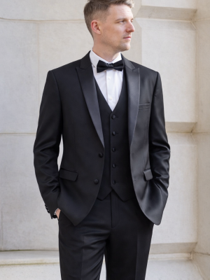 Mens Three Piece Black Tuxedo Suit Milano Mayfair