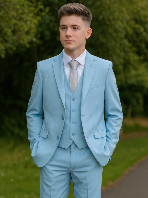 Boys 5 Piece Sky Blue Suit Romario