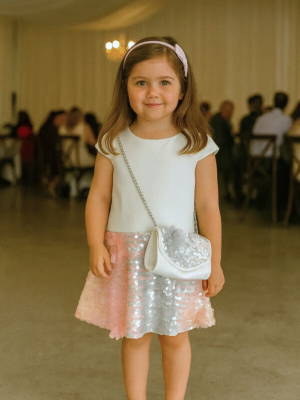 Girls White, Peach & Grey Dress