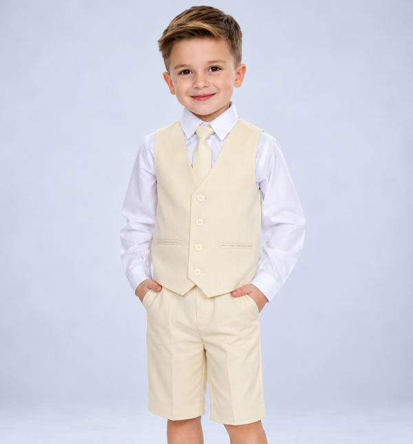 Charming Young Gentleman in Cream Formalwear