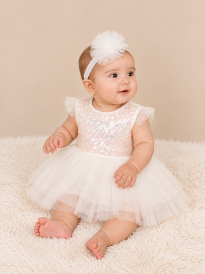 Girls Ivory Sparkle Dress
