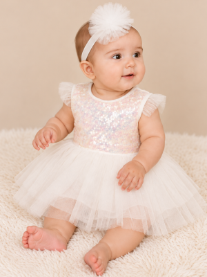 Girls Ivory Sparkle Dress