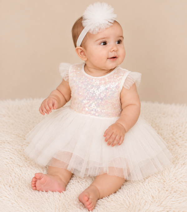 Girls Ivory Sparkle Dress-2