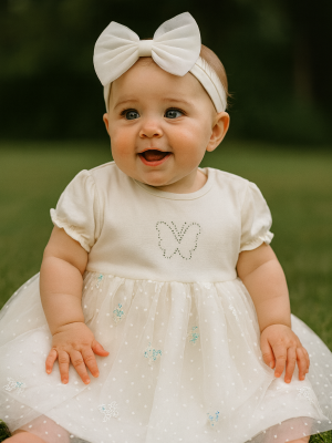 Baby Girls White Butterfly Dress