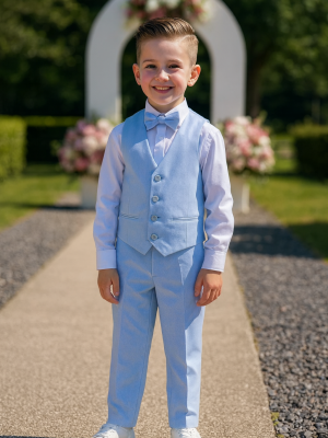 Baby Boys 4 Piece Pale Blue Suit