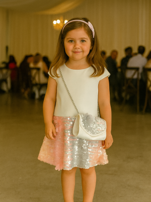 Girls White, Peach & Grey Dress