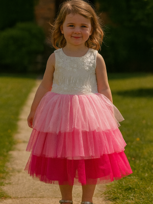 Girls Pink Ruffle Dress
